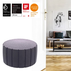 Schwarzer Wagner Türstopper Space, rund, Ø 55 mm, zum Schrauben oder Kleben.