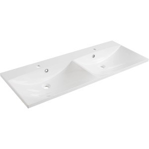 Fackelmann Doppelwaschtisch B.clever, 120 cm, Weiß Hochglanz, aus Gussmarmor.