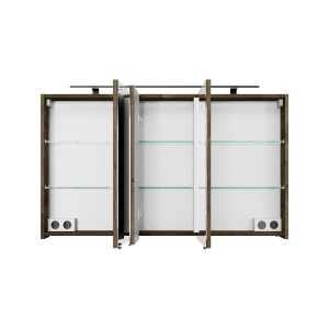 Pelipal Spiegelschrank Quantum 07, Eiche Ribbeck Quer, 120 cm, mit LED-Leuchte und Glaseinlegeböden.