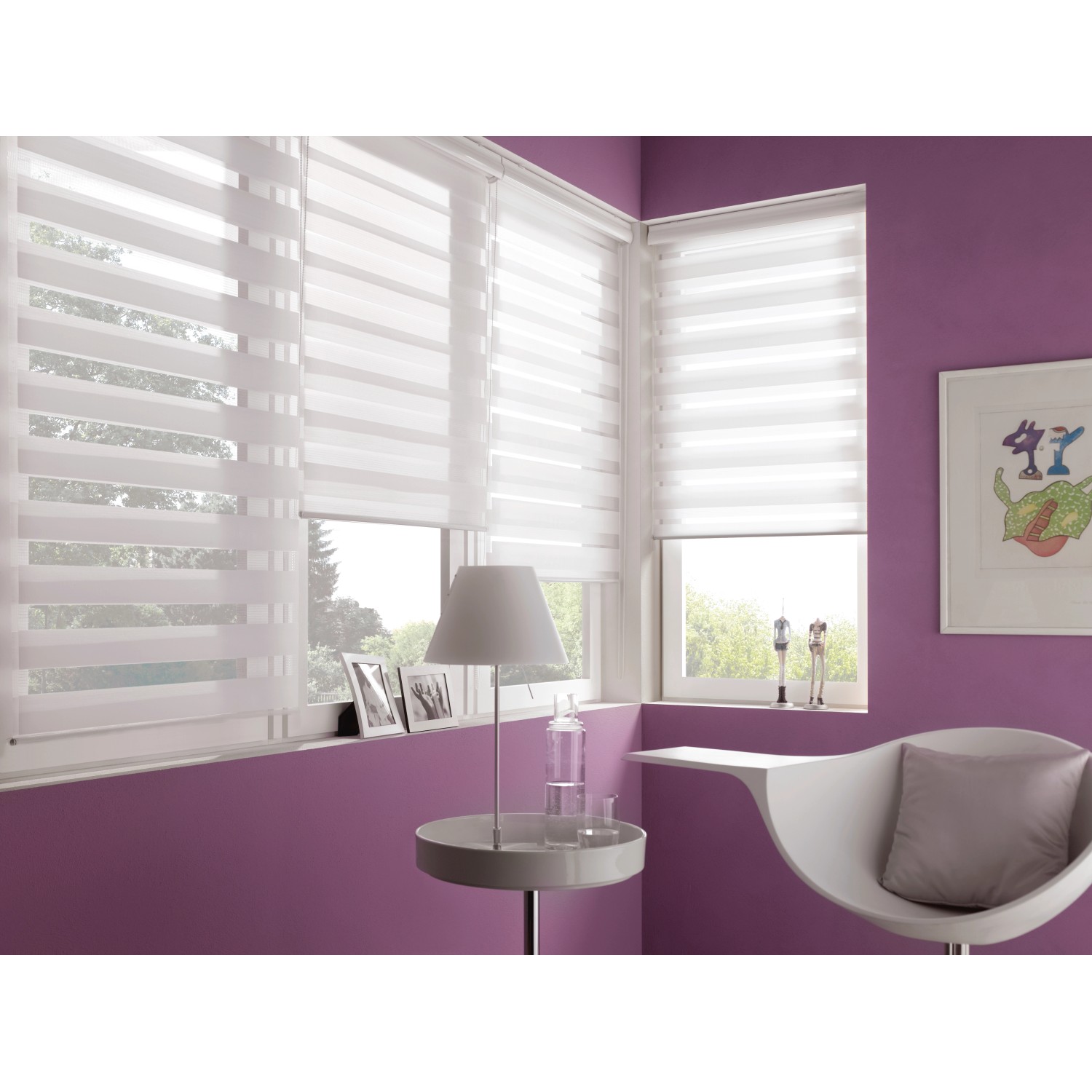 Gardinia Doppelrollo, 60x160 cm, weiß, für variable Lichtsteuerung im Raum.