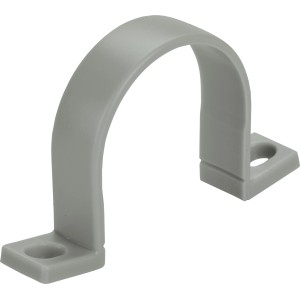 Graue Montageschelle EN40 aus PVC für Leerrohre, zur einfachen Rohrbefestigung.