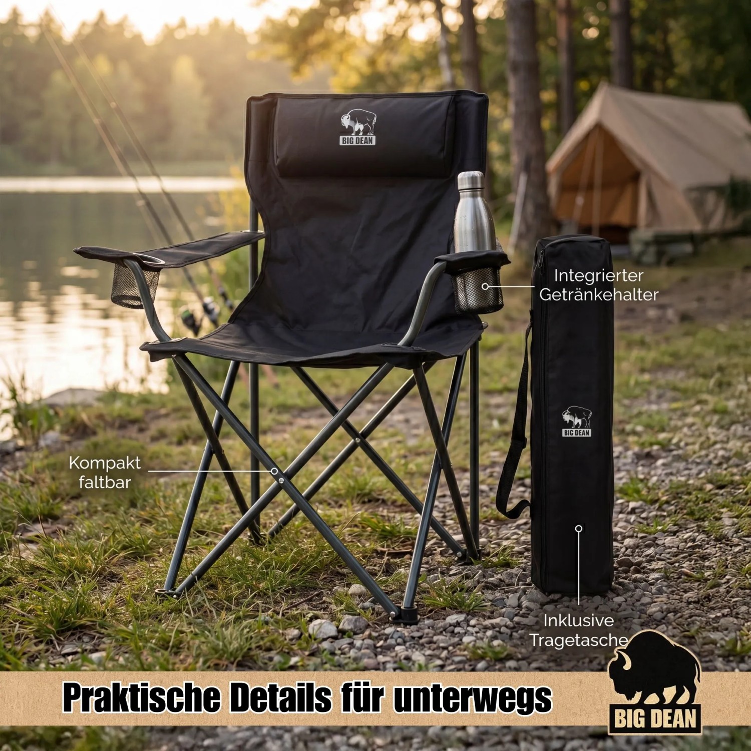 BigDean 2X Campingstuhl Extra Große Sitzfläche 150 KG Belastbar Stabil Und Bequem Für Leute Über 175 Cm kaufen bei OBI