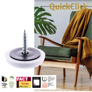 Wagner QuickClick Möbelgleiter Set, 12-teilig, Ø 20mm, schwarz-grau. Für Teppich, Kork, Beton u.a.