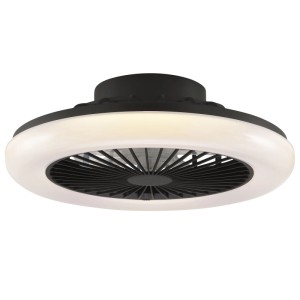 Schwarze LED-Deckenleuchte Montero mit Ventilator, Ø 42cm. Moderne Deckenlampe mit einstellbarer Lichtfarbe.