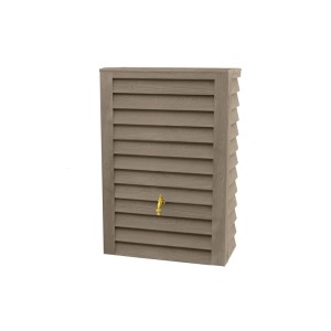 Garantia WOODY JR Wandtank 300l in Lightwood-Holzoptik mit 3D-Dekor und Messing-Auslaufhahn.