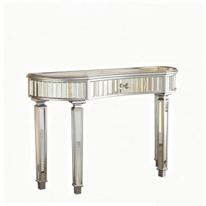 okwish Konsole mit Spiegel Halbmond Design Wohnzimmer Schlafzimmer 120x38x78cm Grau Silber