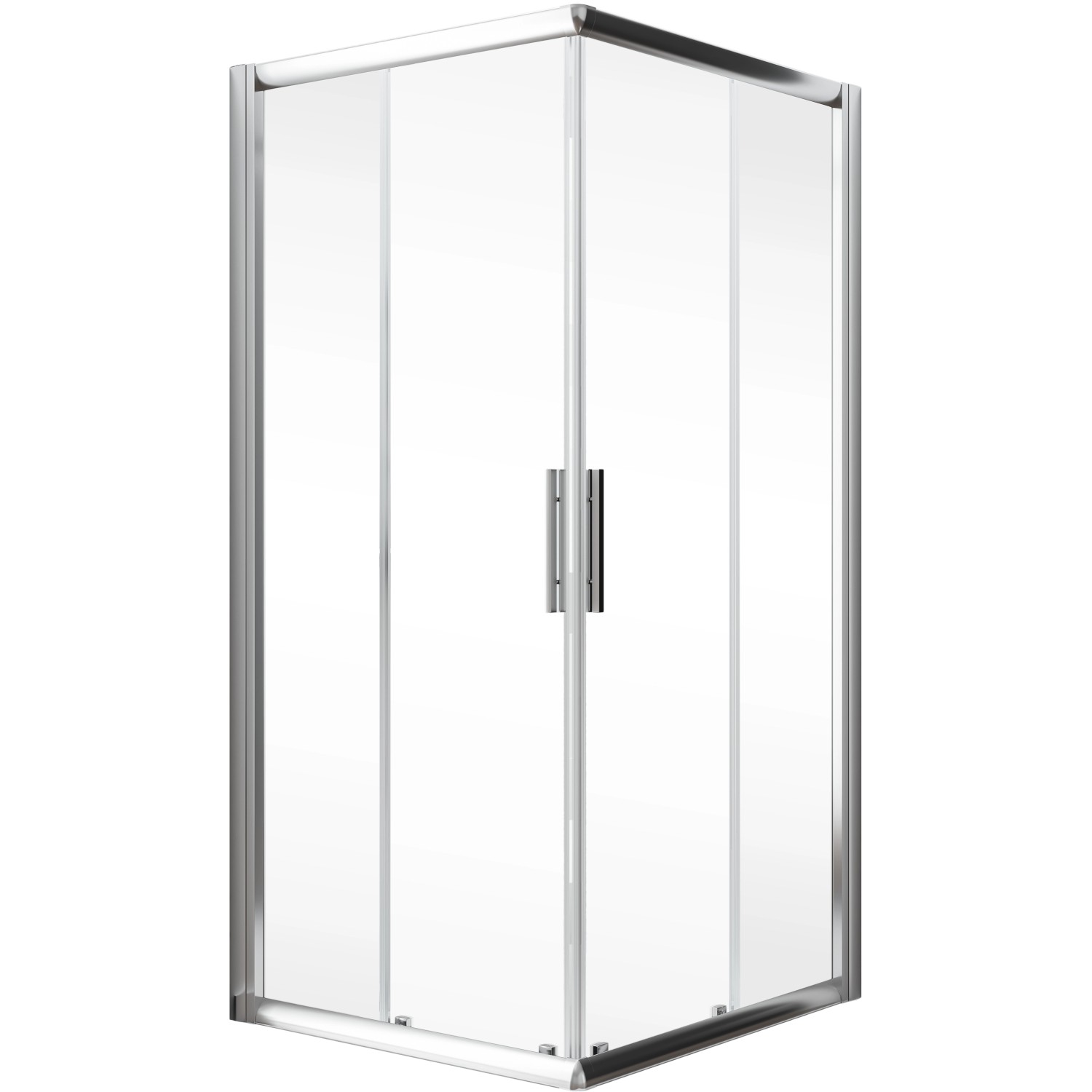 Schulte Eckeinstieg Kristall/Trend, 75x90x185 cm, Echtglas klar hell, Chromoptik