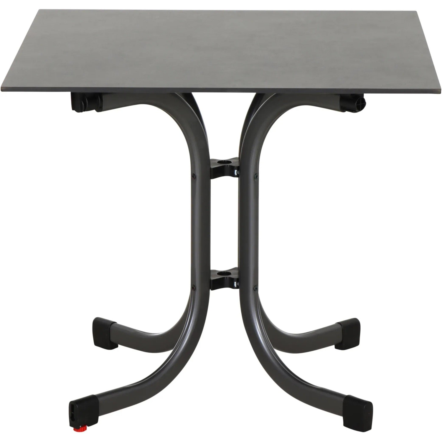 Quadratischer, anthrazitfarbener Siena Garden Klapptisch Sola, 80x80 cm, ideal für Balkon und Garten.