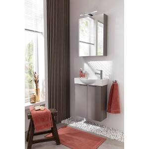 Fackelmann Mini-Waschtischunterschrank SBC Cubanit Grau im Badezimmer-Set mit Spiegel.