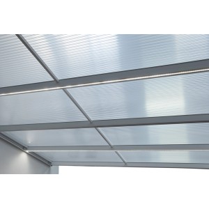 LED Beleuchtungs-Set für Terrassenüberdachung Premium, Detailansicht der integrierten Beleuchtung.