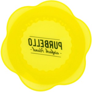Gelber Purbello FreshCap für 800g HundeRolle, luftdichter Frischeschutz für Hunde-Nassfutter.