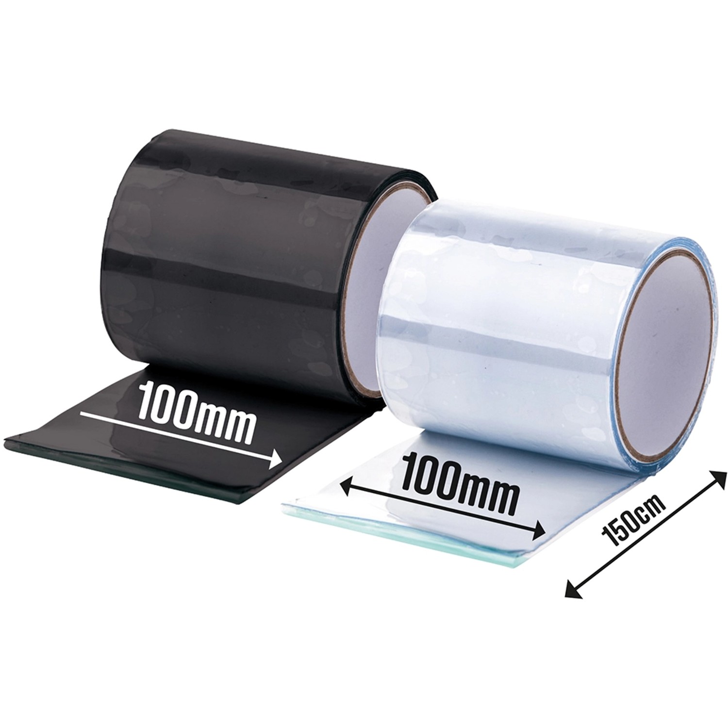 easyFix Reparatur-Klebeband, transparent und schwarz, 150cm Rolle für Teichfolien und mehr.