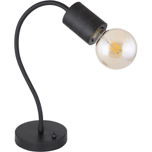 Schwarze Globo Tischlampe Hermine mit flexiblem Arm und E27 Fassung.