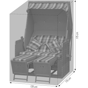 Graue Acamp Premium Schutzhülle für Strandkorb, wasserdicht und UV-beständig.