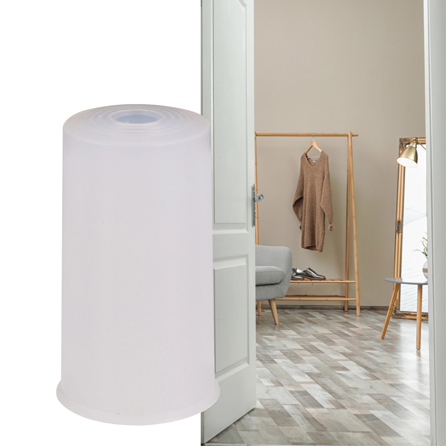 Wagner Vulkano Türstopper, Boden- oder Wandmontage, transparentes Gummi, Ø 45x75mm.