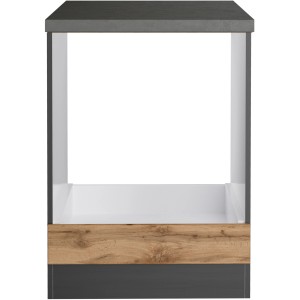 Held Möbel Herdumbauschrank Turin, 60 cm, Wotaneiche/Graphit, für die Küche.