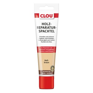 Clou Holzreparatur-Spachtel, 55g, hellbraun, zum Ausbessern von Holz im Innen- und Außenbereich.