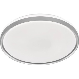 Moderne, runde LED-Deckenleuchte Jaso von Fischer & Honsel, silberfarben/weiß, mit Bewegungssensor.