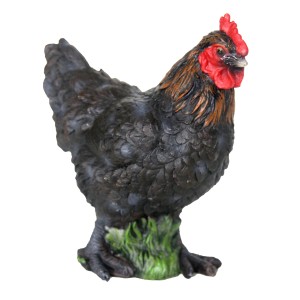 Stehende Deko-Figur Huhn, 15 cm, aus Polystone für Garten und Balkon.