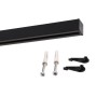 Schwarze 1-Lauf Gardinenschiene Square mit Befestigungsmaterial. Ideal für Dekoartikel & Wohnaccessoires.
