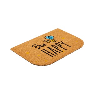 Bunte Astra Türmatte Coco Style 40x60 cm mit Bienen-Motiv und "Bee Happy" Schriftzug.