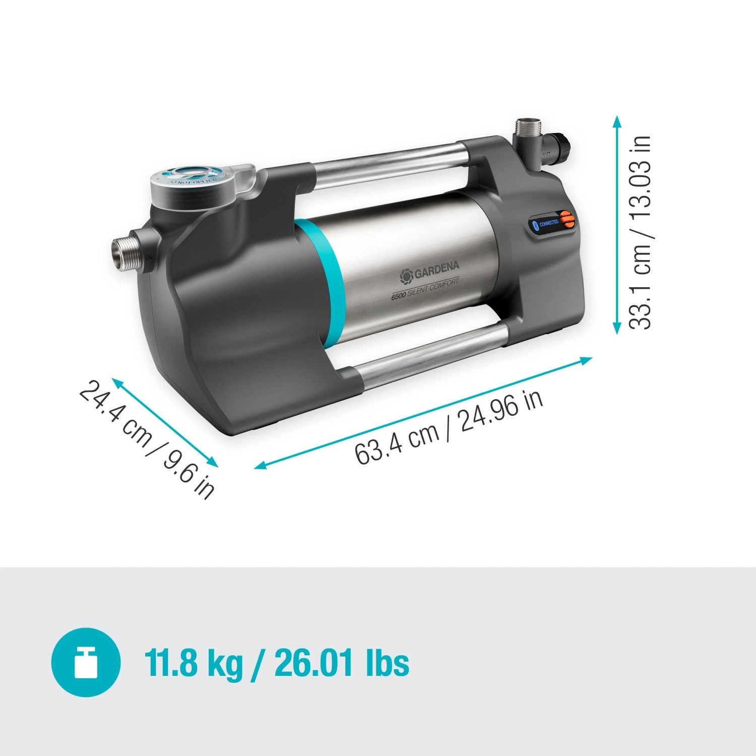 Gardena Gartenpumpe 6500 SilentComfort mit LC-Display und Bluetooth Funktion.