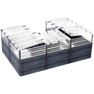 Garantia Hochbeet-System U Turbo Plus Ergo Quadro 80x240x160 cm Stone mit Frühbeetabdeckung.