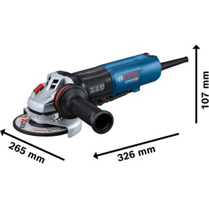 Bosch Professional GWS 17-125 PSB Winkelschleifer mit PROtection-Schalter und Zubehör.