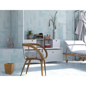 MSV Abfalleimer Bambus 3L, brauner Kosmetikeimer im Badezimmer.