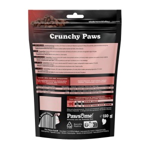 Pawsome Crunchy Paws Rind, 150g Katzenleckerli im wiederverschließbaren Beutel.