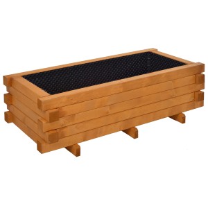 Gaspo Pflanzkasten Faak, 42x140x70 cm, Vintage Grau, aus massivem Fichtenholz mit Folie.