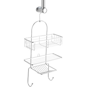 Wenko Duschdiener Ragusa aus Edelstahl mit 3 Ablagen und Haken zur Aufhängung.