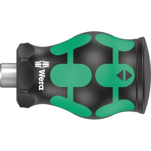 Wera Bicycle 11 Set: Kompakter Schraubendrehergriff mit Bitaufnahme und grünem Design.