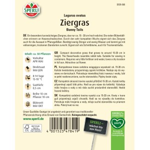 Sperli Saatgut Ziergras Bunny Tails: Packung mit Ziergrassamen für Hasenschwänzchen-Gras.