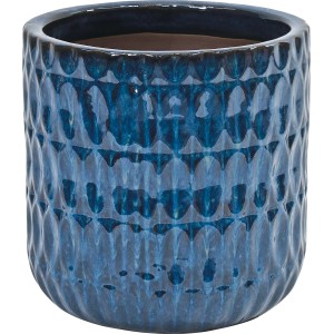 Pflanztopf Keramik Glasiert Blau Ø 36 cm x 34 cm