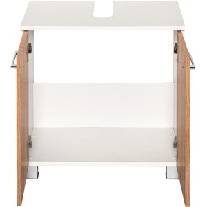 Offener Held Möbel Waschbeckenunterschrank Molina, 60 cm, Wotaneiche/Weiß, mit zwei Türen.
