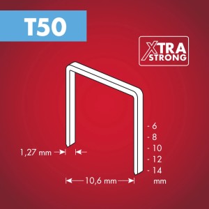 Arrow T50 Klammer, 12mm, 1000 Stück, für Tacker. Flachdrahtklammer für Folien und mehr.
