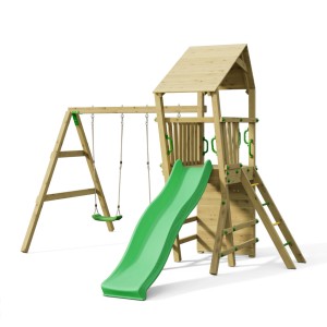 Spielturm Funky Combo Monkey mit Rutsche, Schaukel und Kletterwand für Kinder.