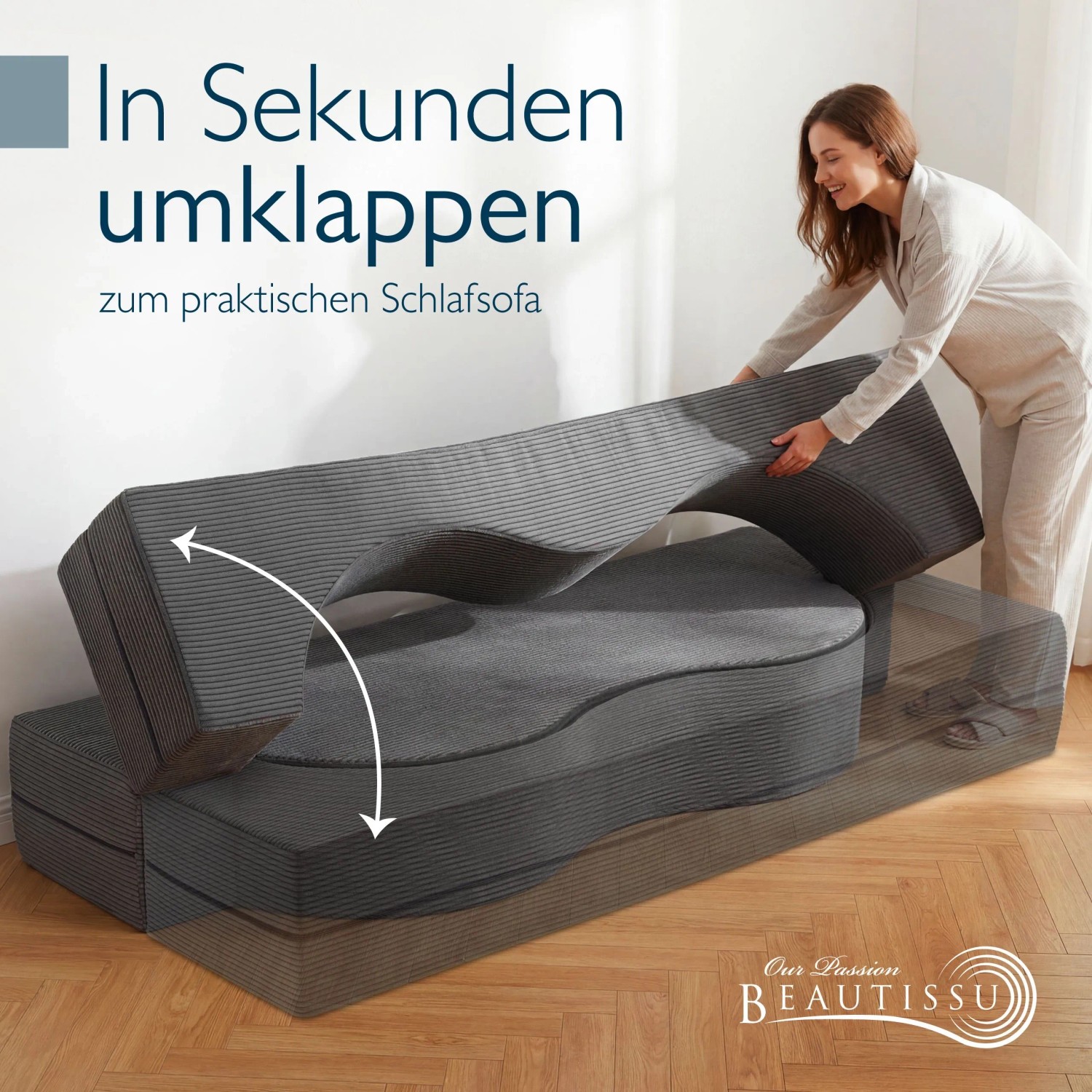 Beautissu Gästesofa Leova 200x90x30cm Anthrazit kaufen bei OBI