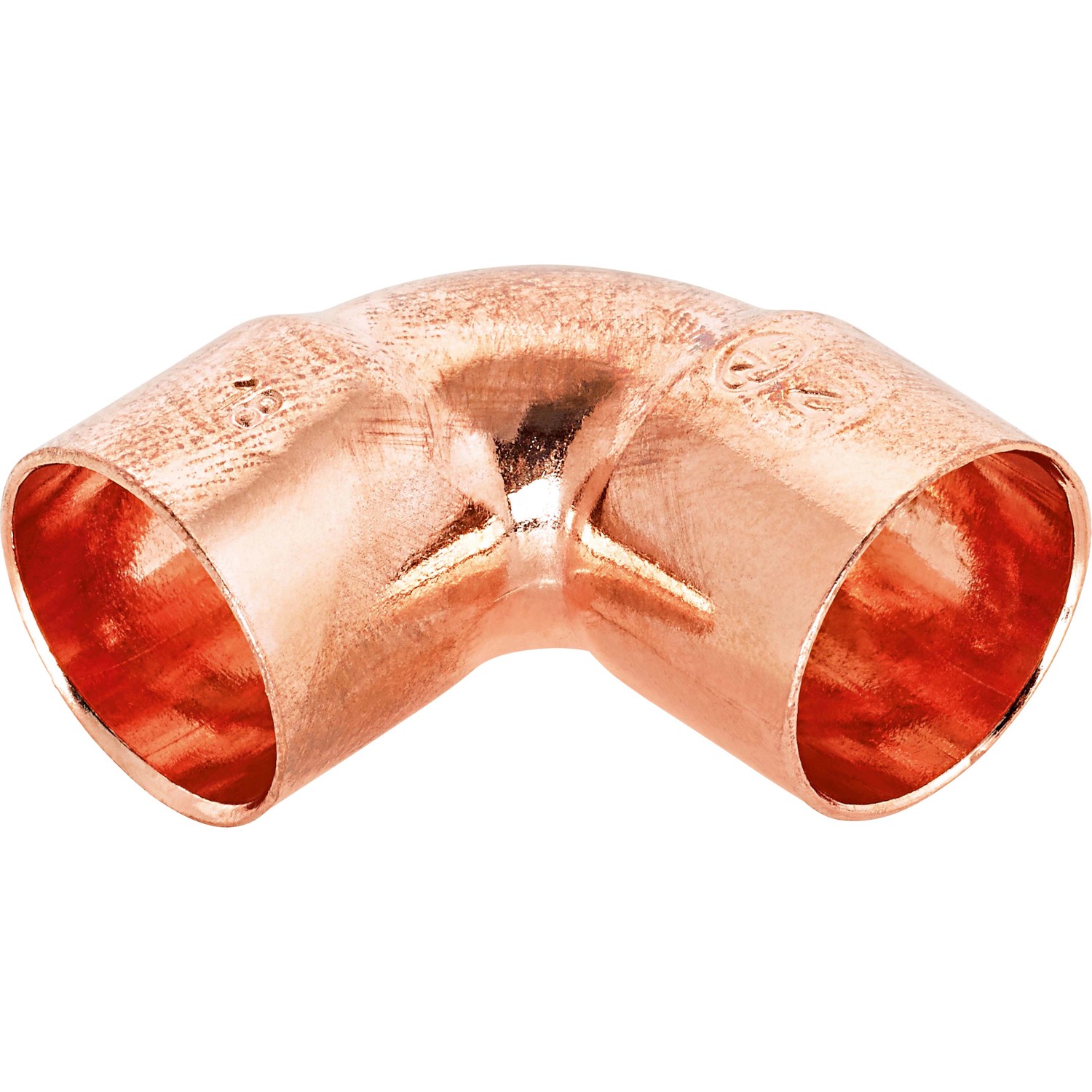 Löt-Winkel Ø 18 mm aus Kupfer, 90 Grad Winkel für Kupferrohr-Verbindungen.