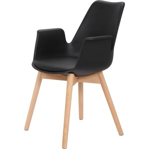 Schwarzer Kayoom Polsterstuhl Chaplin im 2er-Set mit hellem Holzgestell.