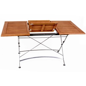 Rechteckiger, braun-schwarzer Garden Pleasure Klapptisch Wien, 150x90 cm, mit Ausziehfunktion.