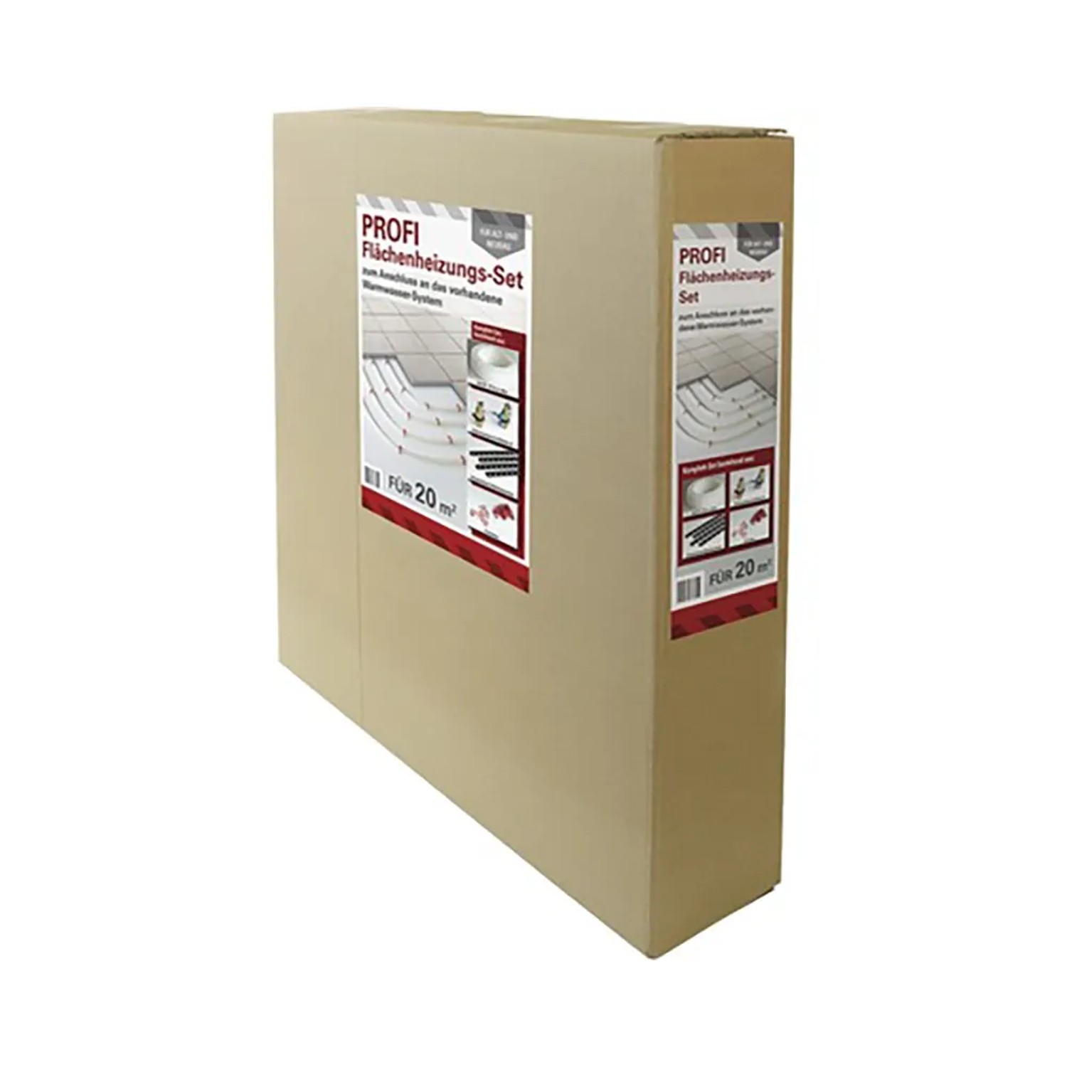 Verpackung des Profi Starter Sets für wasserführende Fußbodenheizung (20 m²).
