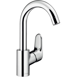 Hansgrohe Ecos Waschtischarmatur in Chrom mit Schwenkauslauf.