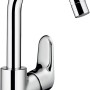 Hansgrohe Ecos Waschtischarmatur in Chrom mit Schwenkauslauf.