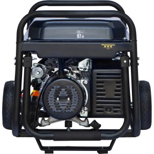 Hyundai Stromerzeuger HY6500LEK, 6,5 kW, Benzin-Generator mit Stahlrahmen und Rädern.