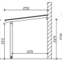 Technische Zeichnung der Skan Holz Terrassenüberdachung Andria mit Maßangaben.