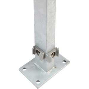 Floraworld Eckpfosten, verzinkt, mit Bodenplatte für Zaunbau & Sichtschutz.