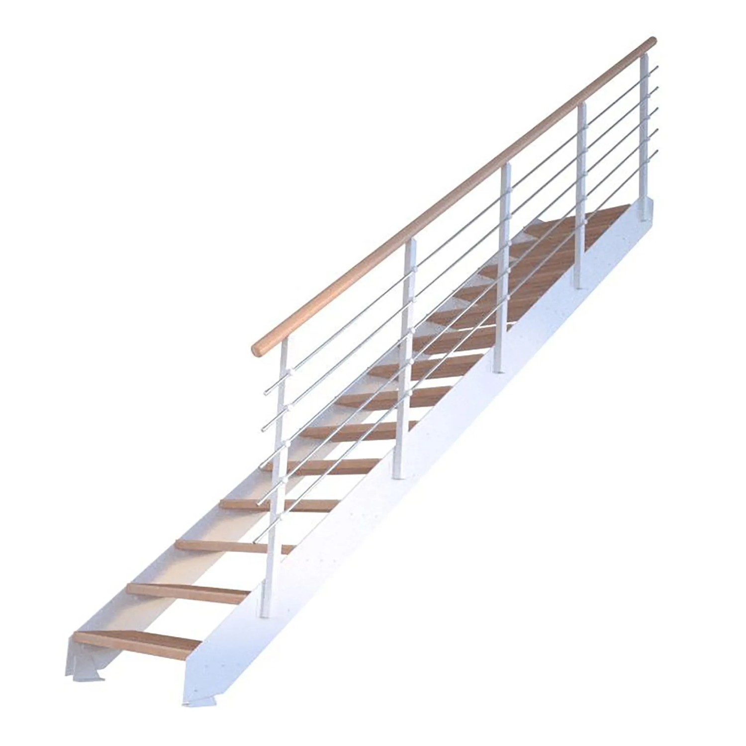 Treppe Kos 16 Stufen Buche Geölt 105 cm Metallgeländer Weiß FSC®_2