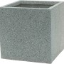 Hellgrauer, quadratischer Pflanzkübel Revens mit rauer Oberfläche, 30x30 cm.